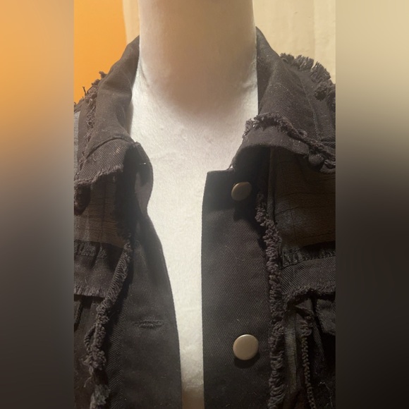 Women’s Black Sheer Distressed Transparent Jacket Top Cover-Up XS - Picture 5 of 8